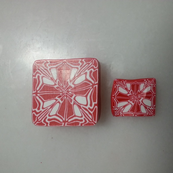 Handmade Polymer Clay cross pendant with leather - Picture 4 of 4